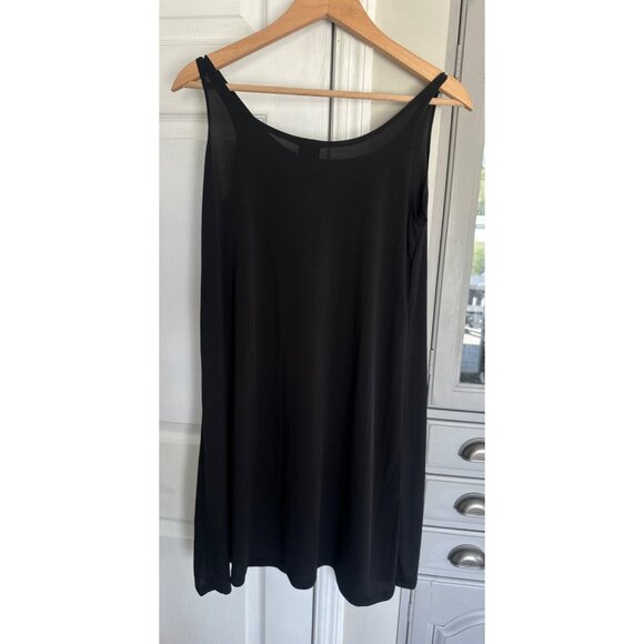 Lisa Bayne Women's Small Black Satin Slip Dress Minimalist - Picture 3 of 3